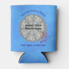 Liebe Hearts Blue Personalisiert Foto Dosenkühler