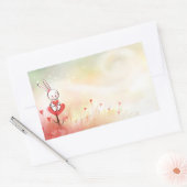 Liebe Hearts Bunny Rechteckiger Aufkleber (Umschlag)