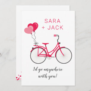 Liebe Hearts Fahrrad Valentine Personalisierte Cus Mitteilungskarte