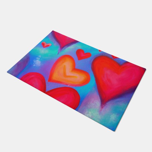 Liebe Hearts Fußmatte (Schrägansicht)