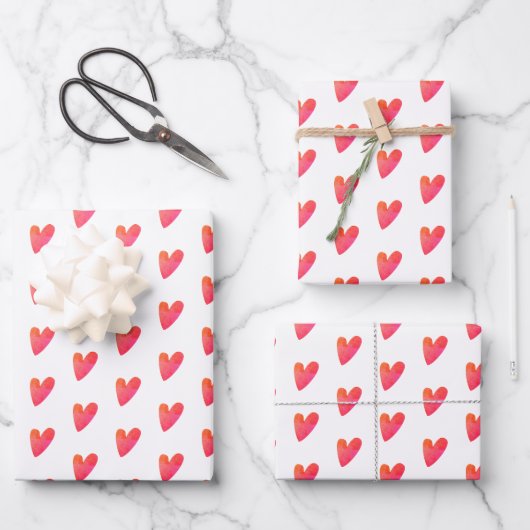 Liebe Hearts Geschenkpapier Set (Vorderseite)