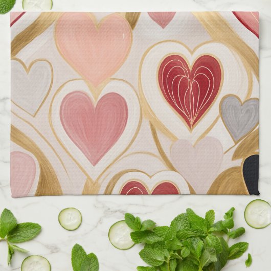 Liebe Hearts Geschirrtuch (Gefaltet)