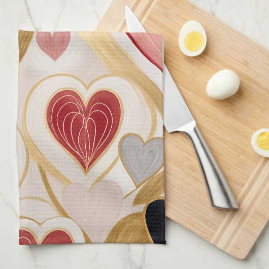 Liebe Hearts Geschirrtuch (Viertel Falte)