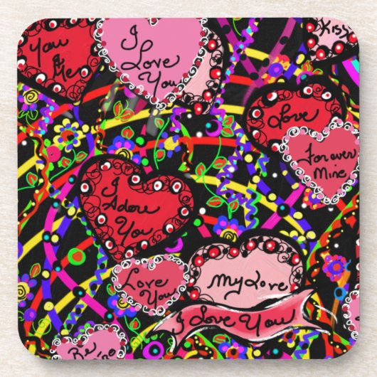 Liebe Hearts Getränkeuntersetzer (Vorderseite)