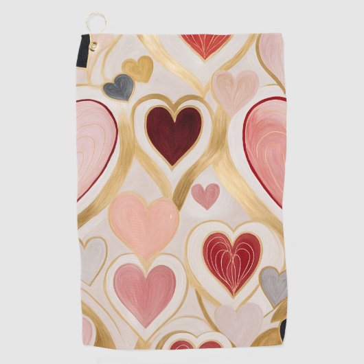 Liebe Hearts Golfhandtuch (Vorderseite)