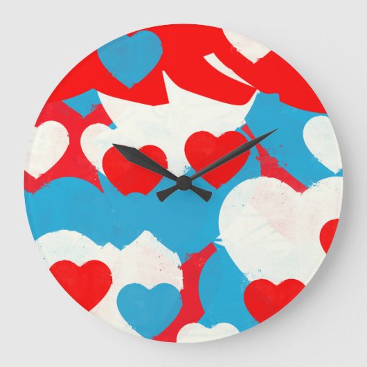 Liebe Hearts Große Wanduhr (Vorderseite)