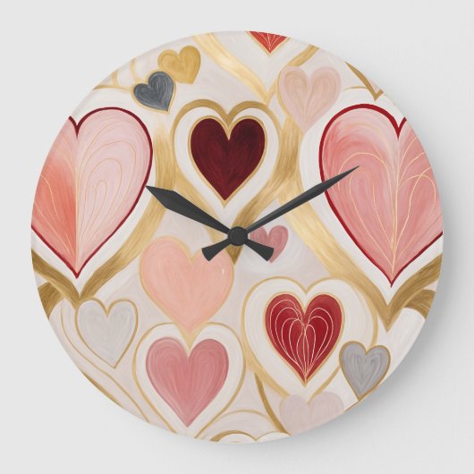 Liebe Hearts Große Wanduhr (Vorderseite)