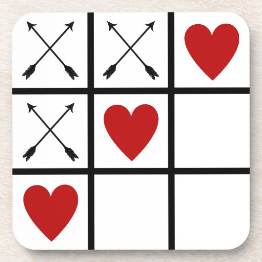 Liebe HEARTS 'n ARROWS Tic Tac Toe Untersetzer (Vorderseite)