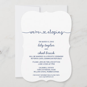 Liebe Hearts Navy Blue Elopement Empfang Einladung