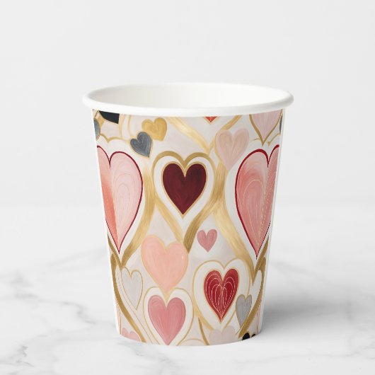 Liebe Hearts Pappbecher (Rückseite)