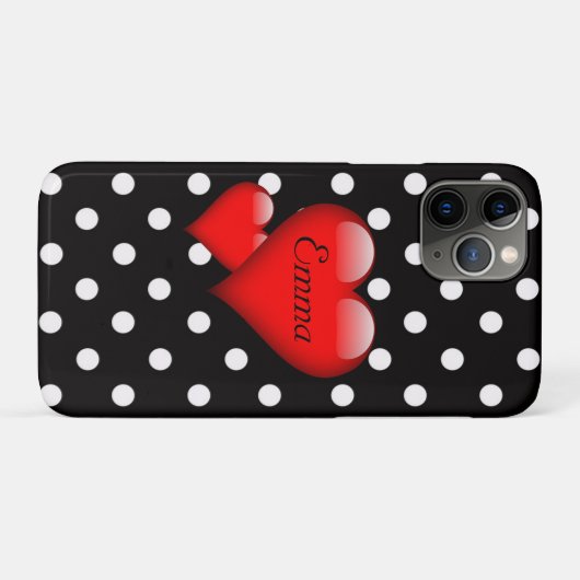 Liebe Hearts Polka Dot Pattern Monogramm Case-Mate iPhone Hülle (Rückseite (Horizontal))