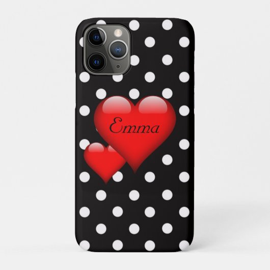 Liebe Hearts Polka Dot Pattern Monogramm Case-Mate iPhone Hülle (Rückseite)