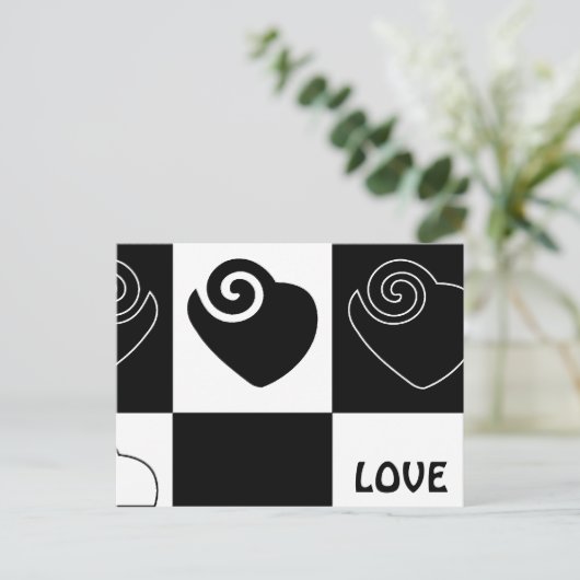 LIEBE Hearts Postkarte (Stehend Vorderseite)