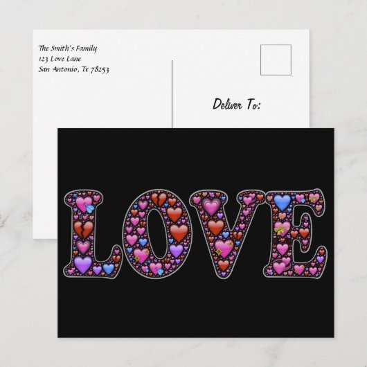 Liebe Hearts Postkarte (Vorne/Hinten)