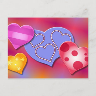 Liebe Hearts Postkarte