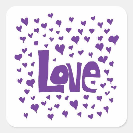 Liebe Hearts Quadratischer Aufkleber (Vorderseite)