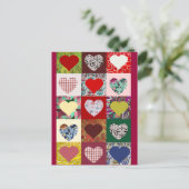 Liebe Hearts Quilt Postkarte (Stehend Vorderseite)