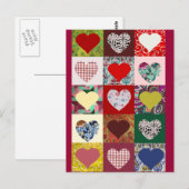 Liebe Hearts Quilt Postkarte (Vorne/Hinten)