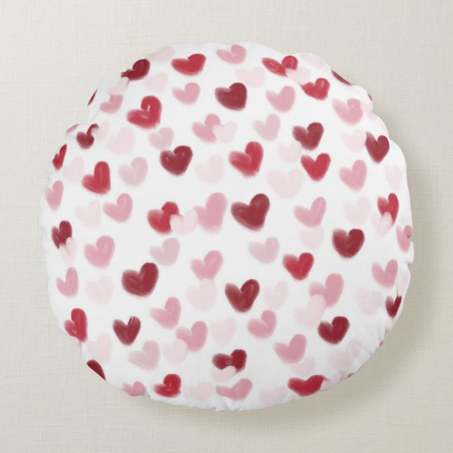 Liebe Hearts Rundes Kissen (Vorderseite)