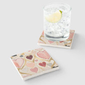 Liebe Hearts Steinuntersetzer (Seitenansicht)