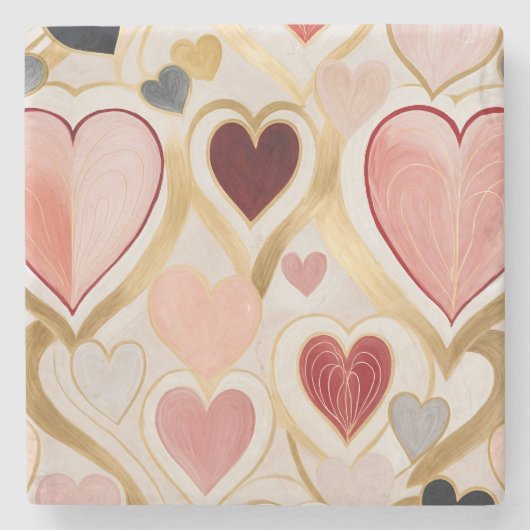 Liebe Hearts Steinuntersetzer (Vorderseite)