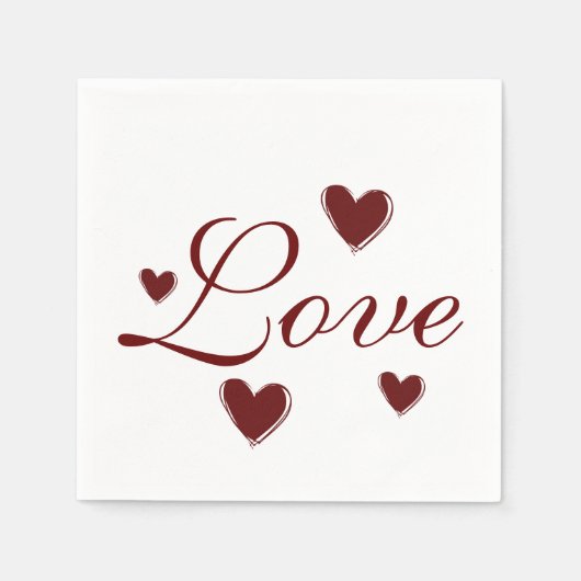 Liebe Hearts Wedding Paper Napkin Set Serviette (Vorderseite)