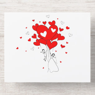 Liebe hebt abI Whimsical Heart Balloon Hochzeit All-in-One-Einladung