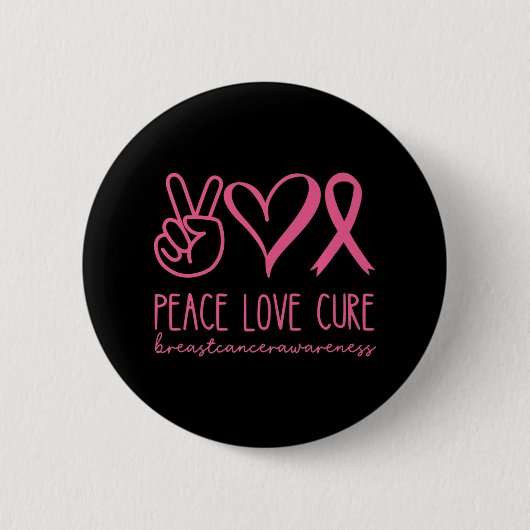 Liebe heilen rosa Ribbon Krieger Brustkrebs Button (Vorderseite)