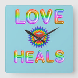 Liebe heilt quadratische wanduhr