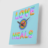 Liebe heilt quadratische wanduhr (Winkel)