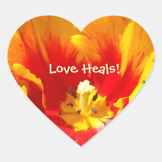 Liebe heilt! Sticker Herzform Tulip Blume (Vorderseite)