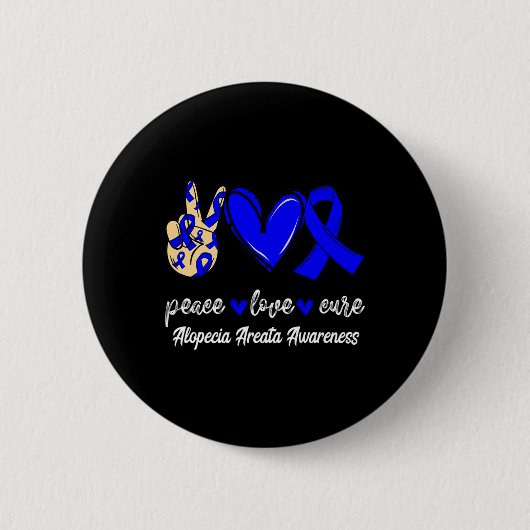 Liebe Heilung Alopezie Areata Blauer Schleim Bewus Button (Vorderseite)