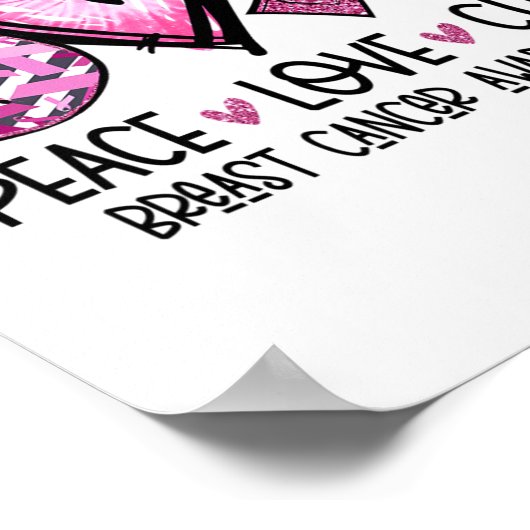 Liebe Heilung rosa Ribbon Krebs Brust Bewusstsein Poster (Ecke)