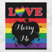 Liebe heiratet mich - Regenbogenflagge Weinetikett (Einzelnes Label)