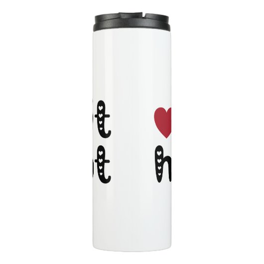 Liebe heiß mit Herz Thermosbecher (Rückseite)