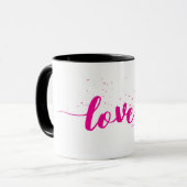 Liebe-heiß-rosa Textdekor modern Tasse (Vorderseite Links)