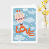 Liebe Heißluftballon in Wolken Karte (Gelbe Blume)