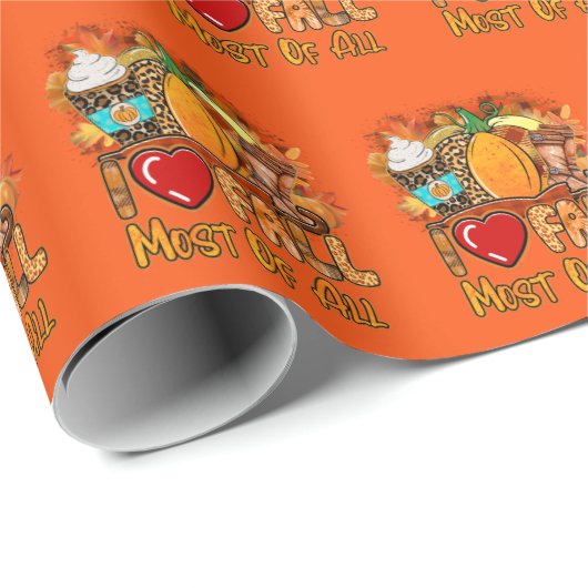 Liebe Herbst Herbst Text und Farbe anpassen Geschenkpapier (Rolleneckpunkt)