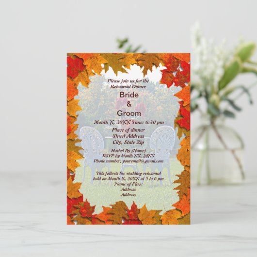 Liebe Herbst Probe Abendessen einladen Einladung (Stehend Vorderseite)