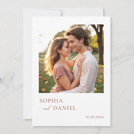 Liebe Herbst Romantik Foto Hochzeit Einladung (Rückseite)