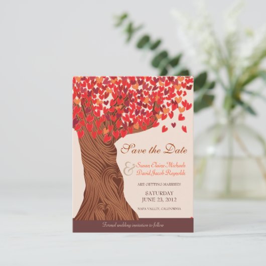 Liebe Herbst Romantischer Eichenbaum Save the Date (Stehend Vorderseite)