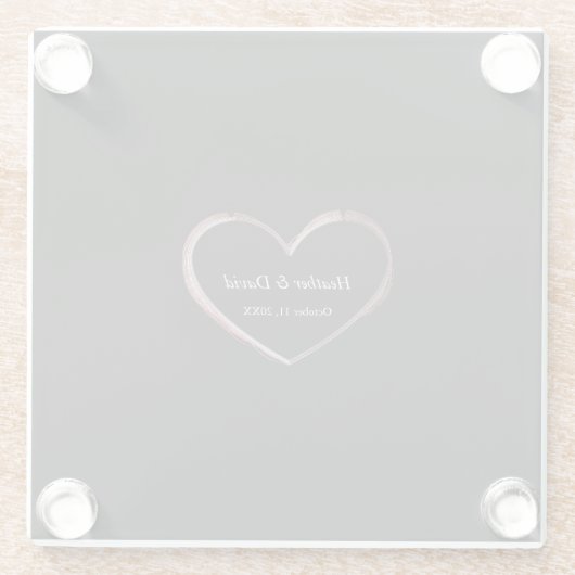 Liebe Herz Attraktive, charmante Hochzeit Glasuntersetzer (Rückseite)