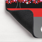 Liebe-Herz-Baum rotes Schwarz-weißes Mousepad (Ecke)