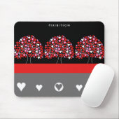 Liebe-Herz-Baum rotes Schwarz-weißes Mousepad (Mit Mouse)