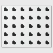 Liebe Herz Black Valentine's Wrapping Paper Geschenkpapier (Flach)