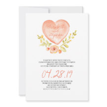 Liebe Herz Blume Aquarellfarben Hochzeitseinladung