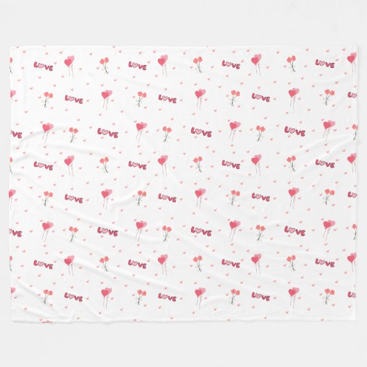Liebe Herz Blume Fleece Blanket (Vorderseite (Horizontal))