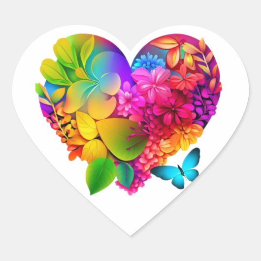 Liebe Herz-Blumendesign Herz-Aufkleber (Vorderseite)