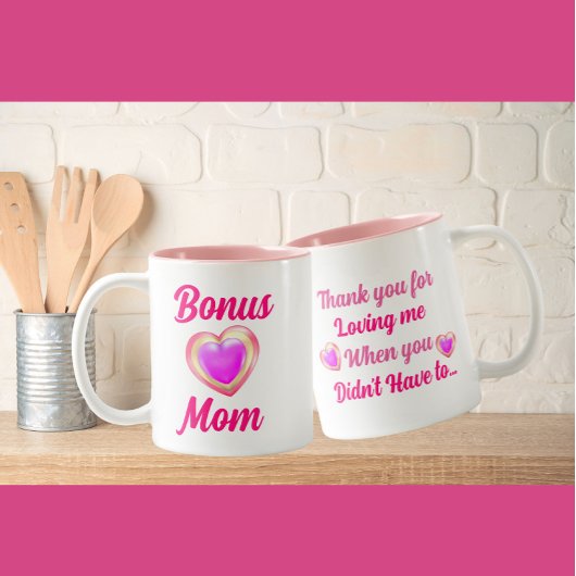 Liebe Herz Bonus Mama Vielen Dank für die Liebe mi Zweifarbige Tasse