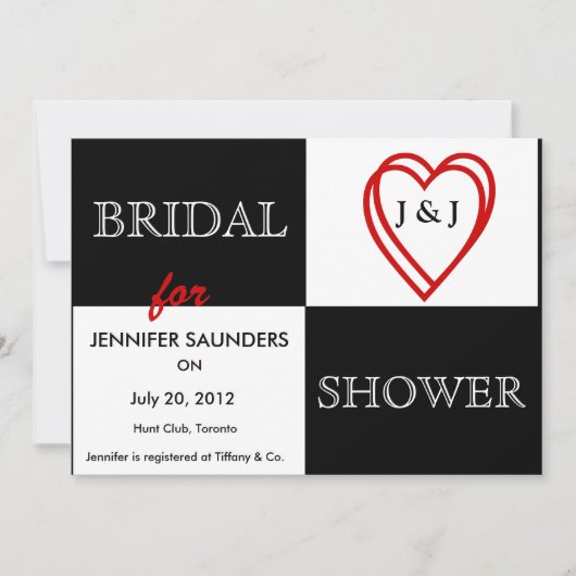 LIEBE Herz Brautdusche Einladung (Vorderseite)